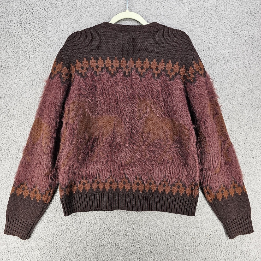BDG Nordic Fuzzy Horse Cardigan Mens Medium Brown Knit Sweater Urban Outfitters - Picture 6 of 9